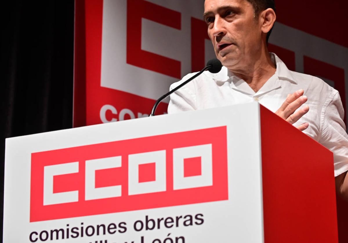 León Vicente Andrés durante durante el aniversario de CCOO