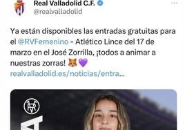 Un 'fake' llama «zorras» a las jugadoras del Real Valladolid Femenino