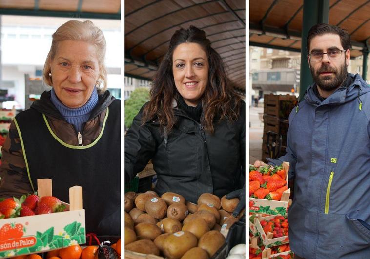 Pilar Iglesias, María Puentes y José Luis González, comerciantes en el Mercado 'Marquesina de la Plaza España'.