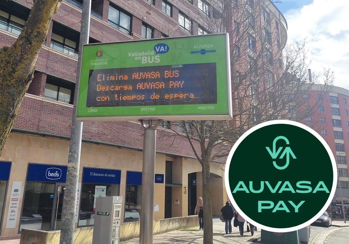 Mensaje que se puede ver estos días en las paradas advirtiendo de la eliminación de la aplicación antigua.