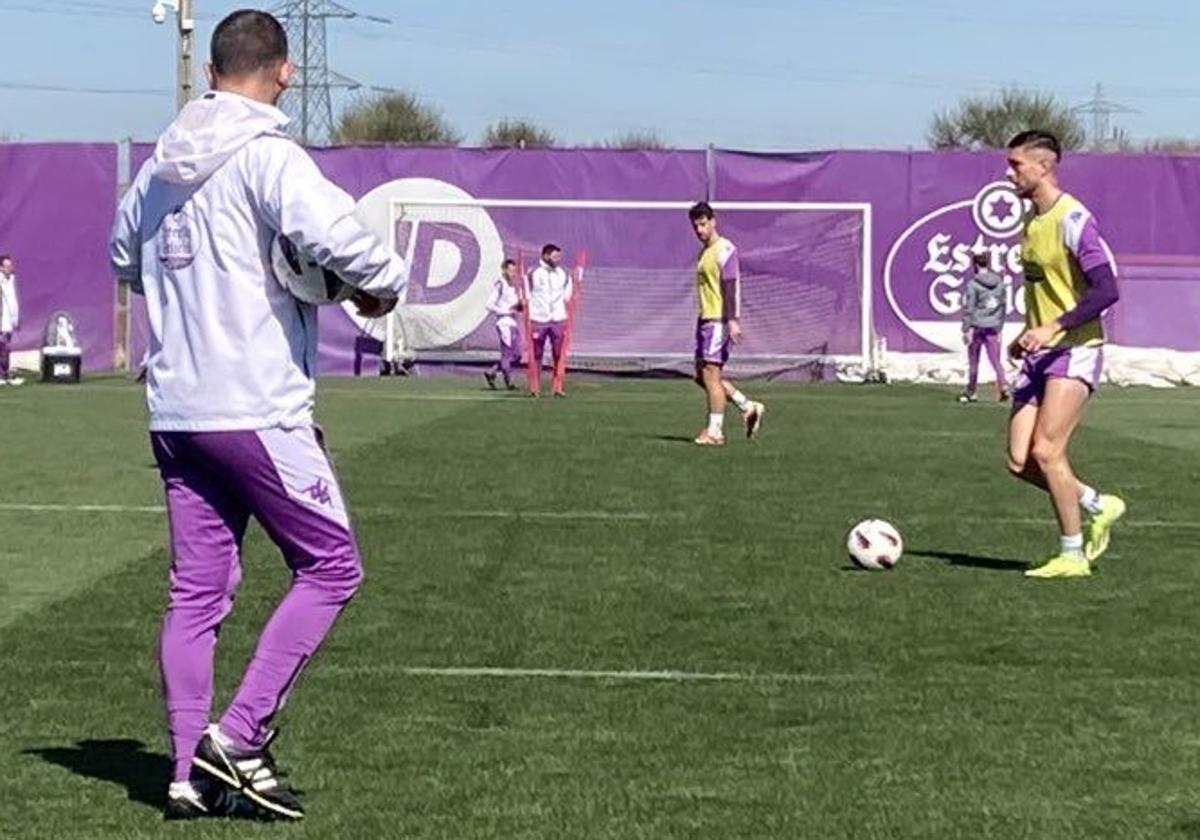 Javi Sánchez, de vuelta a los entrenamientos este martes.