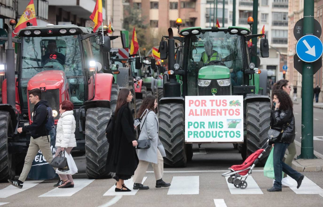 Multitudinaria tractorada de protesta en Valladolid