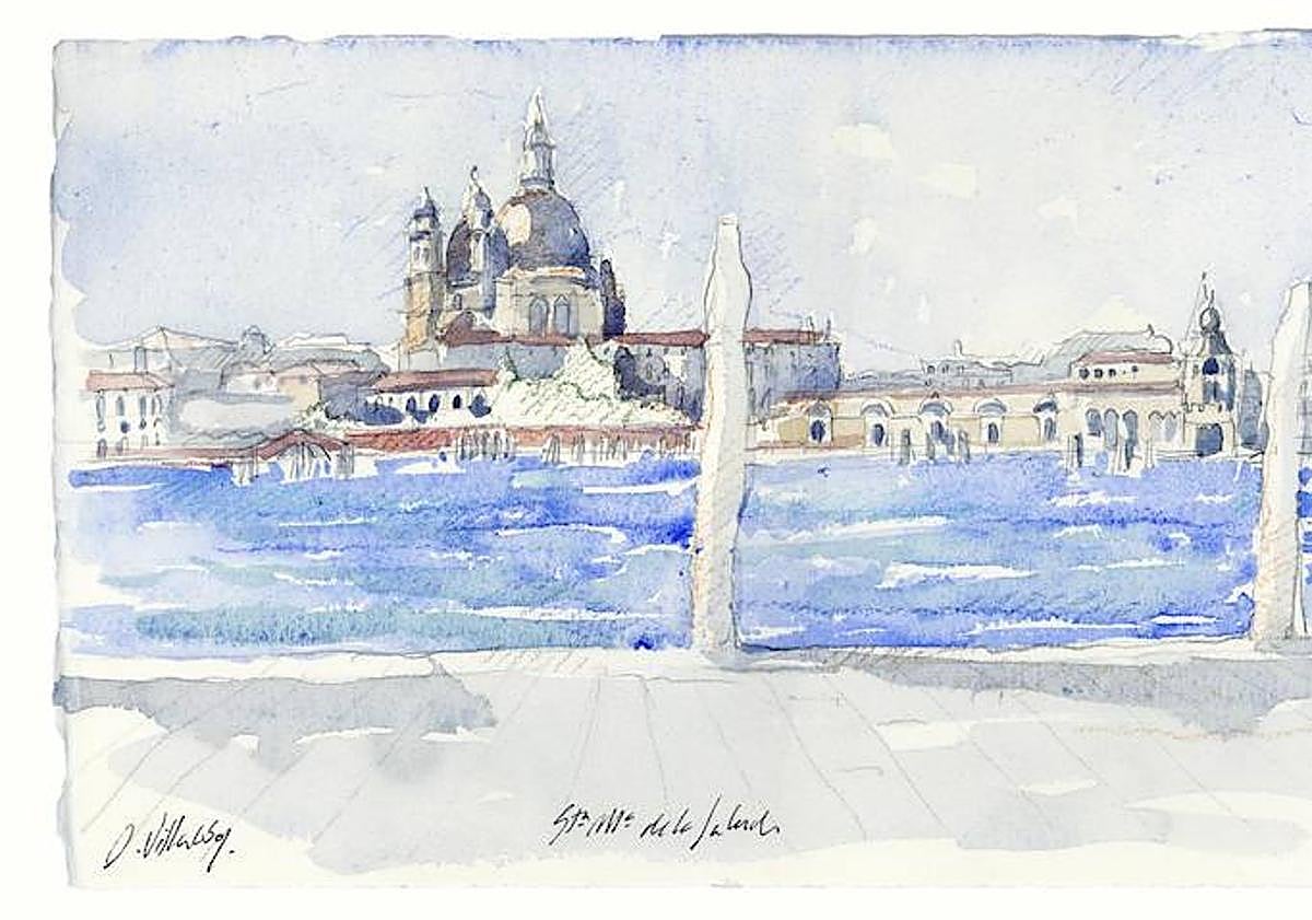 Imagen principal - Tres dibujos de Daniel Villabos de Venecia, Roma y Florencia.