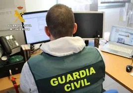 Un agente de la Guardia Civil investigando delitos a través de Internet.