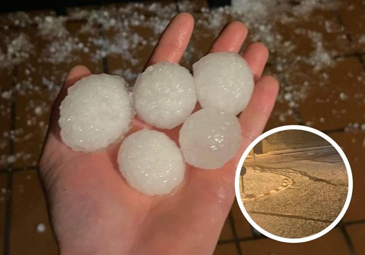 Algunas de las bolas de granizo caídas en Salamanca.