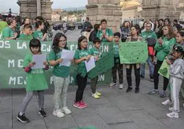 Madres, profesores y alumnos de la marea verde por la escuela pública se concentran este jueves en Segovia.