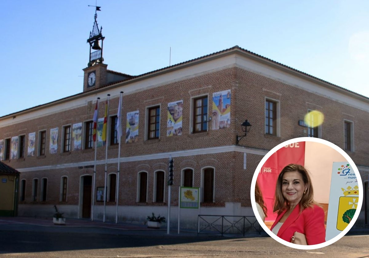 Ayuntamiento de Fresno el Viejo. En el círculo Rosa María Sánchez López