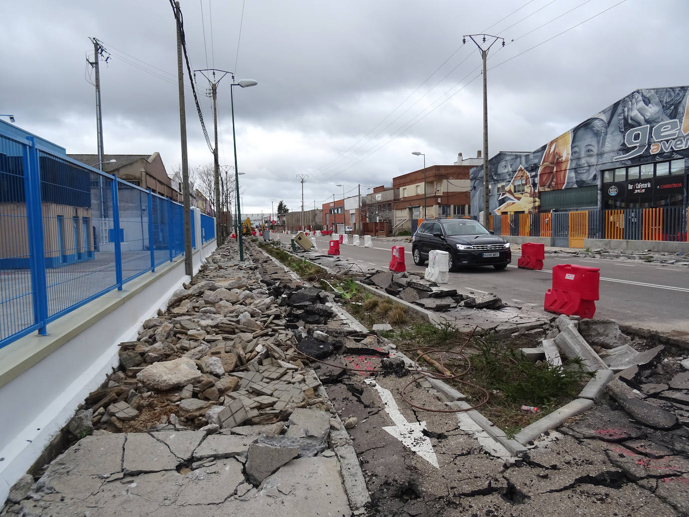 Obras en la Avenida Norte de Castilla en Valladolid