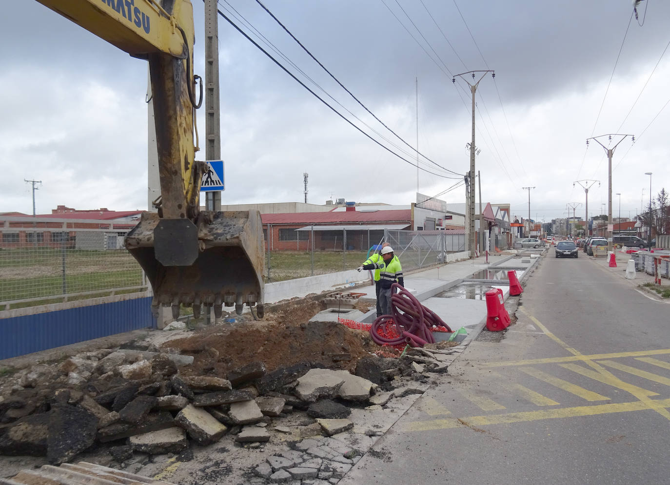 Obras en la Avenida Norte de Castilla en Valladolid