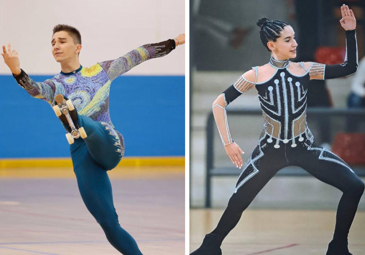 Dos de los patinadores del Club Patinaje Renedo Esgueva y Club Cigales.