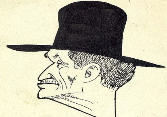 El telegrafista, periodista y poeta Daniel Blanco Garrido caricaturizado por 'Geache' en 1926.