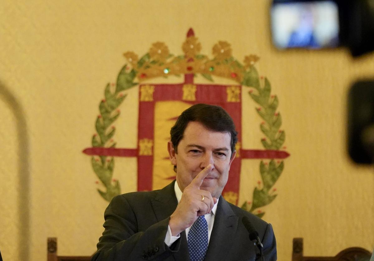 El presidente de la Junta de Castilla y León, Alfonso Fernández Mañueco, este lunes.