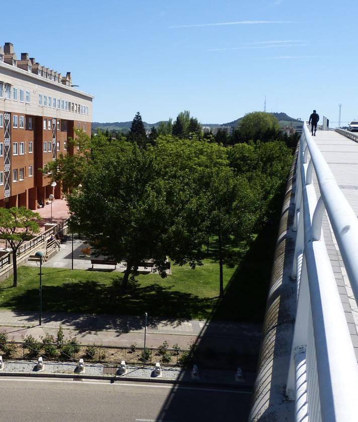 Imagen secundaria 2 - Zona ajardinada semioculta por el viaducto de la avenida de Zamora. La intención de Adif es soterrar este paso, de casi 650 metros de largo, y crear un paso de vehículos y otro peatonal hacia Argales, donde hoy se ubican terrenos de la propia Adif que también se reurbanizarán. , 