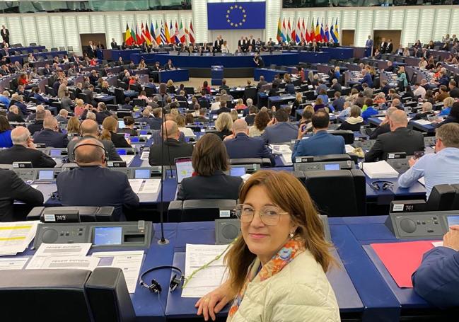 Soraya Rodríguez, en la última votación del Parlamento Europeo, hace una semana, en la que aún formaba parte de Ciudadanos.