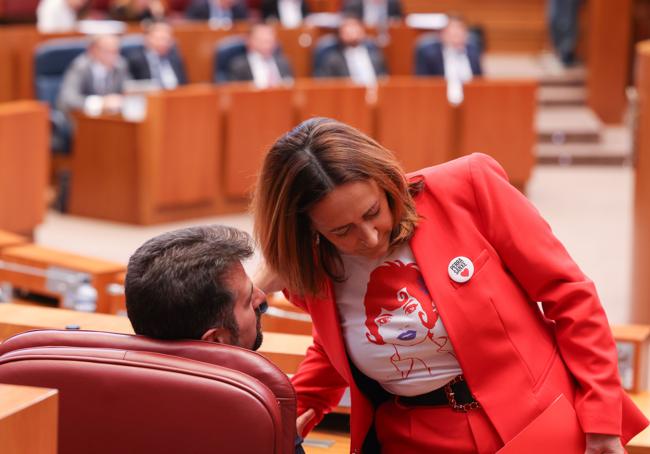 Luis Tudanca habla con Rosa Rubio, encargada de defender las enmiendas socialistas.