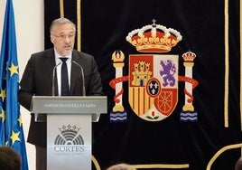 Carlos Pollán (Vox), durante un acto en las Cortes de Castilla y León.