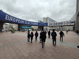 Llamada al voto para el próximo 9 de junio en la sede del Europarlamento, en Bruselas.