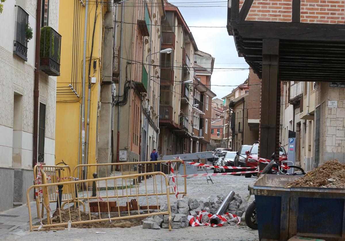 Obras en la calle de la Plata.