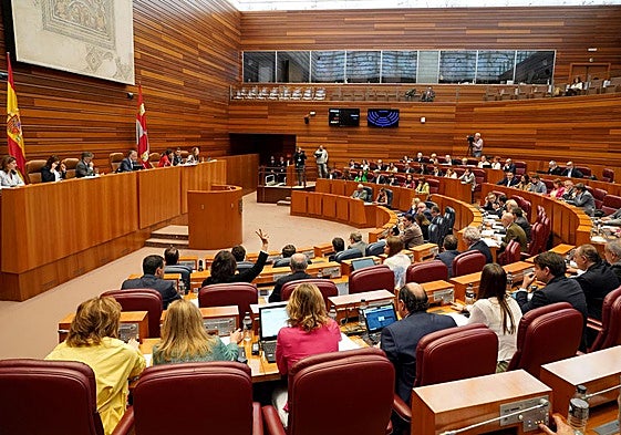 Votación en la sesión de este miércoles del Pleno de las Cortes.