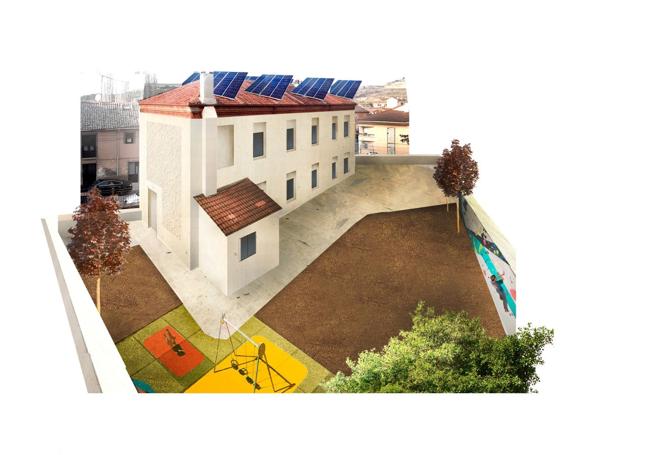 Propuesta gráfica de rehabilitación del edificio del antiguo colegio Martín Chico realizada por Segovia en Marcha.