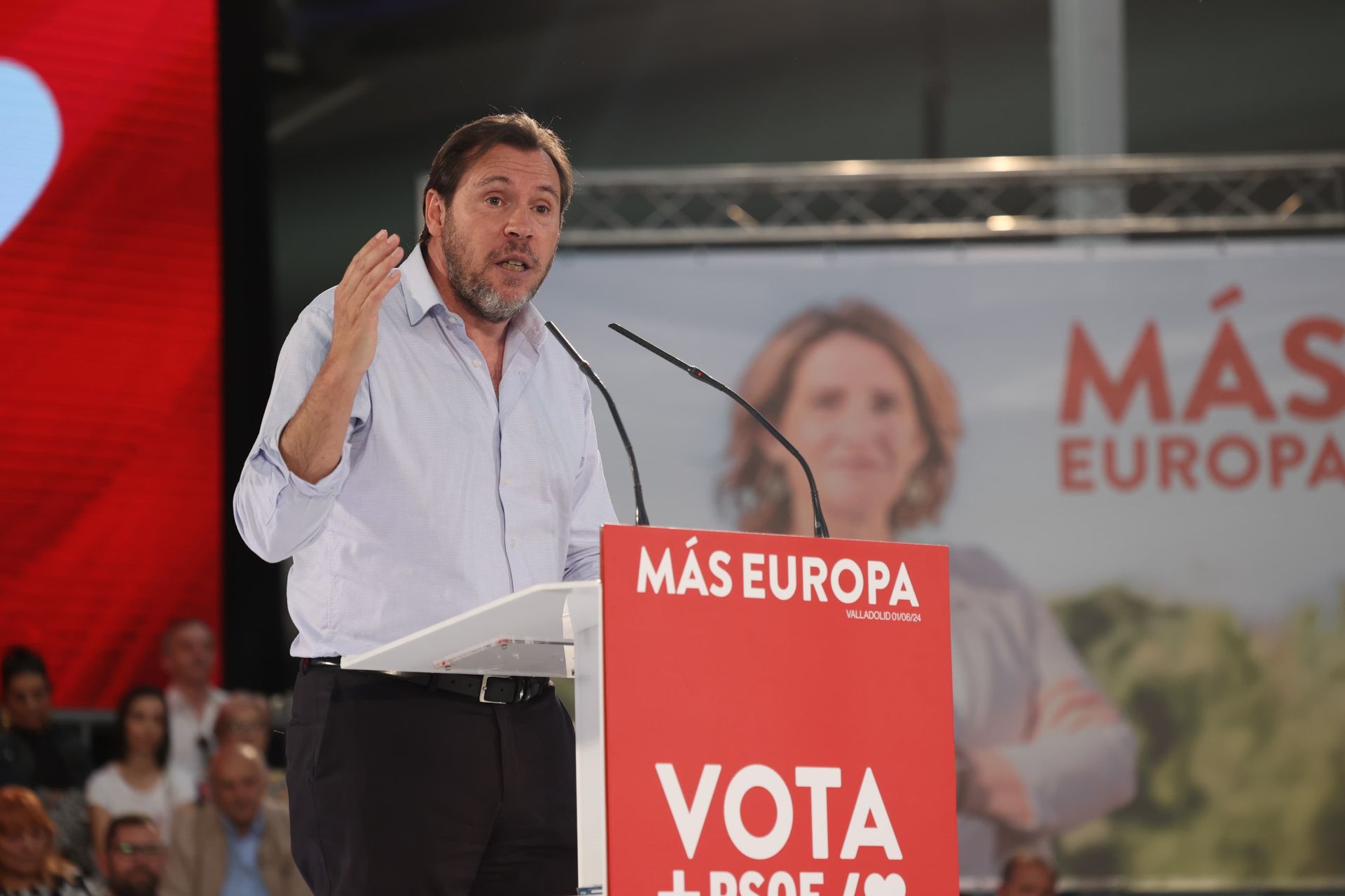 Óscar Puente, durante el mitin socialista en Valladolid este sábado.