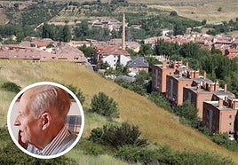 Terreno de terraplén con riscas y matorrales entre el Camino de la Presa (abajo) y la tapia del cementerio de Segovia donde se encontraba el hombre desaparecido caído, y Antonio del Barrio, en el círculo.