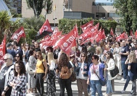 Varios manifestantes en la protesta sindical