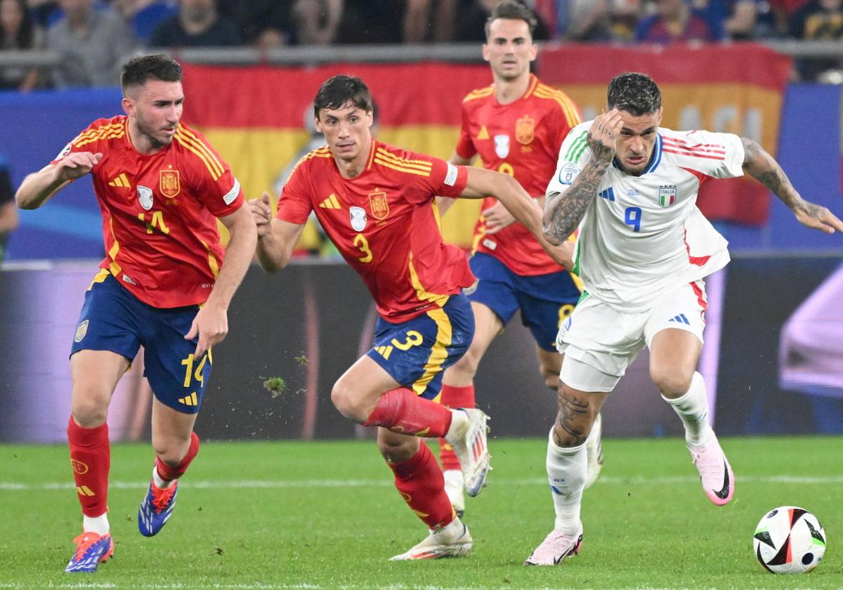 Partido entre España e Italia en la Eurocopa 2024.