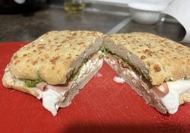 El bocata de focaccia, lista para degustar,