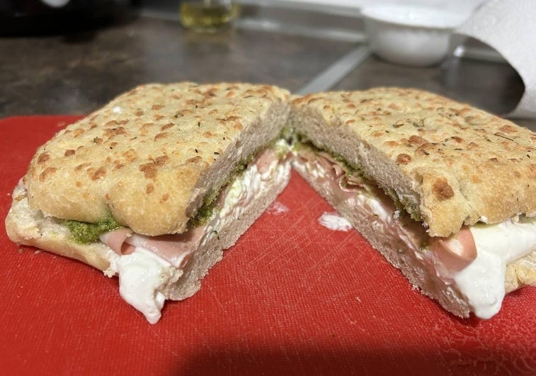 El bocata de focaccia, lista para degustar,