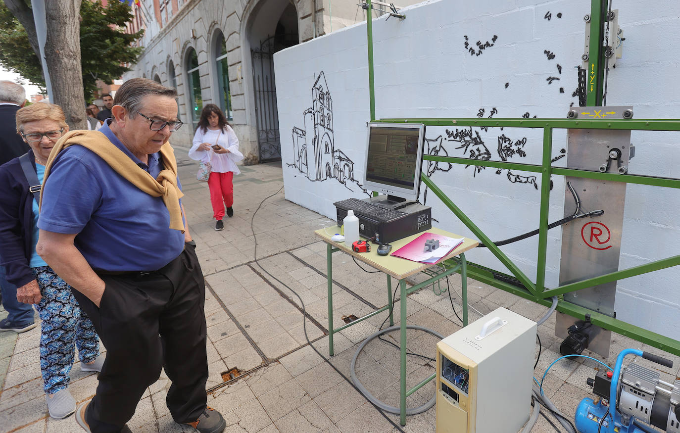 Un bisonte y un oso pardo, junto a la Catedral de Palencia