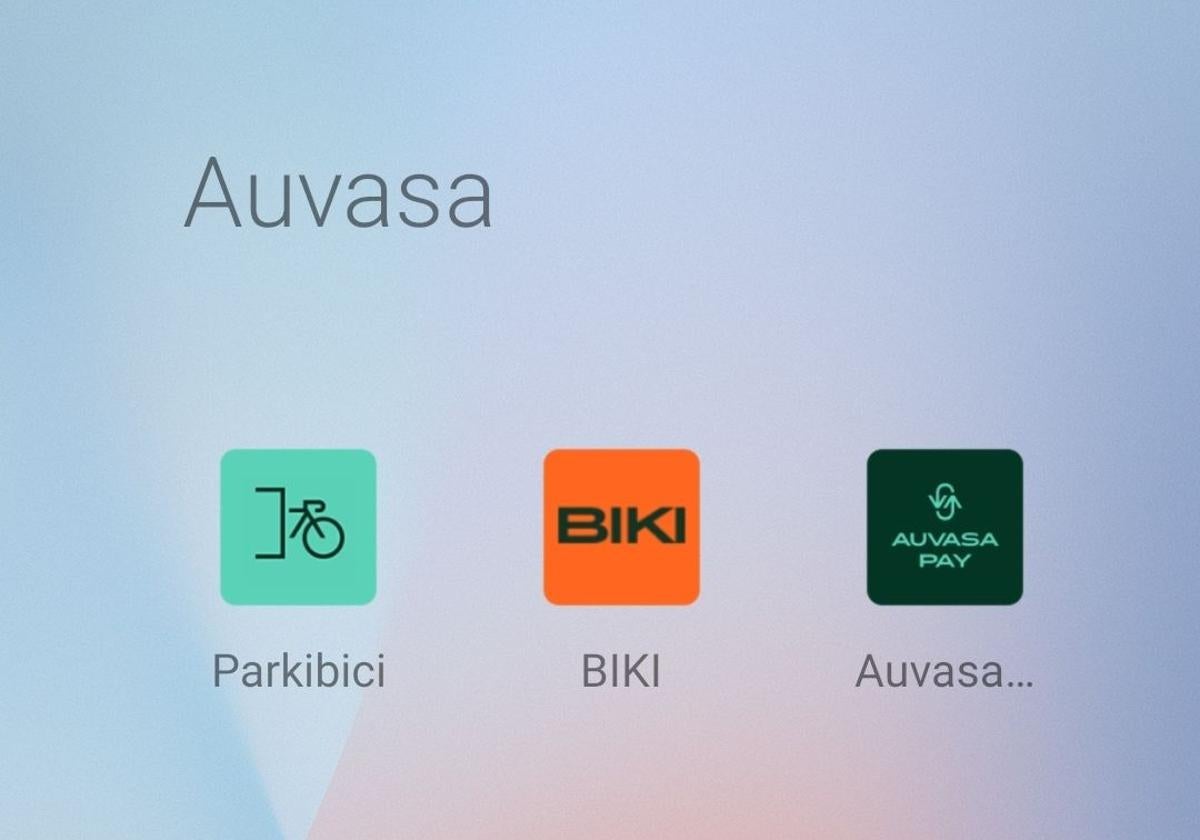 Aplicaciones de Auvasa en la pantalla de un móvil.