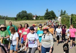 Participantes por el camino Fuentes durante la marcha contra el cáncer.