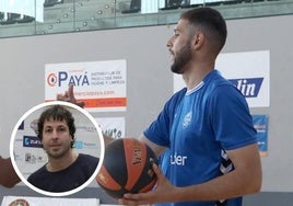 Iván Cruz, antes de lesionarse entrenando en la pretemporada con el Zunder e imagen del director deportivo del club, Urko Otegui.