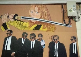 El mural dedicado a Tarantino en la calle Ramón Núñez, junto a Cantarranas.