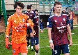 Héctor Oliva (izquierda) y Hugo Marcos (derecha) en un partido de la pasada temporada.