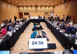 Un momento de la reunión celebrada este jueves en Pamplona.