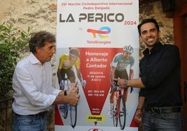 Pedro Delgado y Alberto Contador, durante la presentación de la marcha de este año.