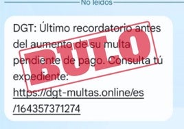 Ejemplo de SMS fraudulento recibido.