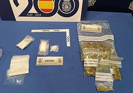 Droga intervenida durante el control de vehículos.