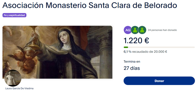 Imagen de la campaña de crowdfunding de las exmonjas de Belorado, en Burgos.