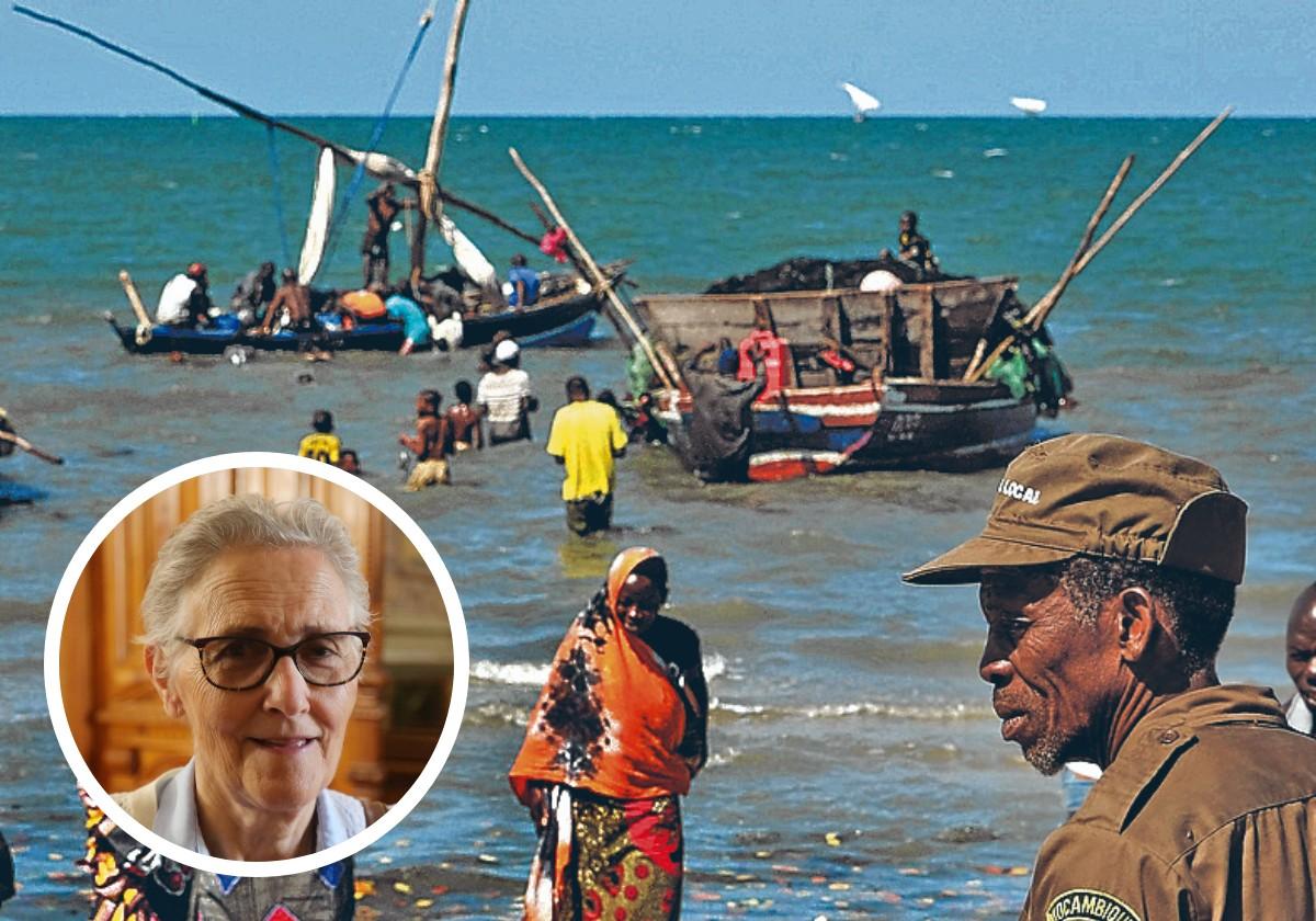 Cabo Delgado en Mozambique e imagen de la misionera palentina Teresa Suances.