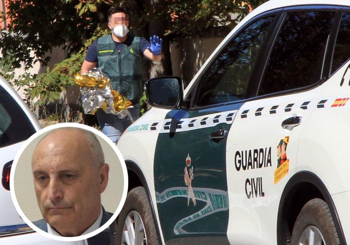 El decano del Colegio de Abogados de Segovia, Emilio Fuentetaja, en el círculo, sobreimpresionado sobre un caso de asesinato machista en La Granja.