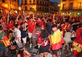 Celebración de uno de los goles conseguidos por España en la final.