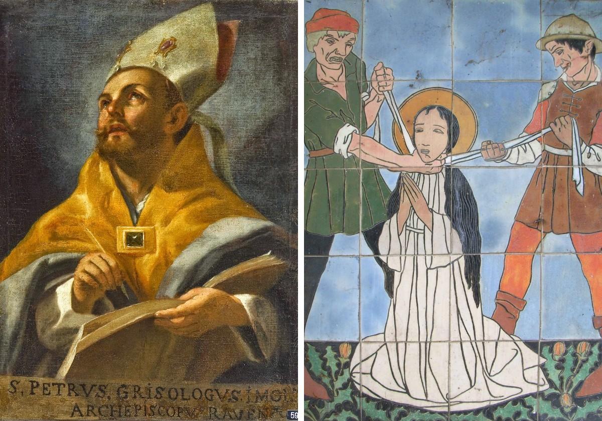 Representaciones de San Pedro Crisólogo y de Santa Godeleva de Ghistelles.