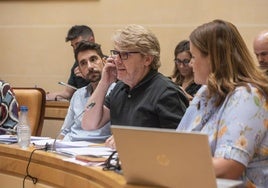 Miguel Merino, Jesús García Zamora y Clara Martín, durante el último pleno.