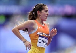 La atleta palentina Marta García, durante la semifinal olímpica.