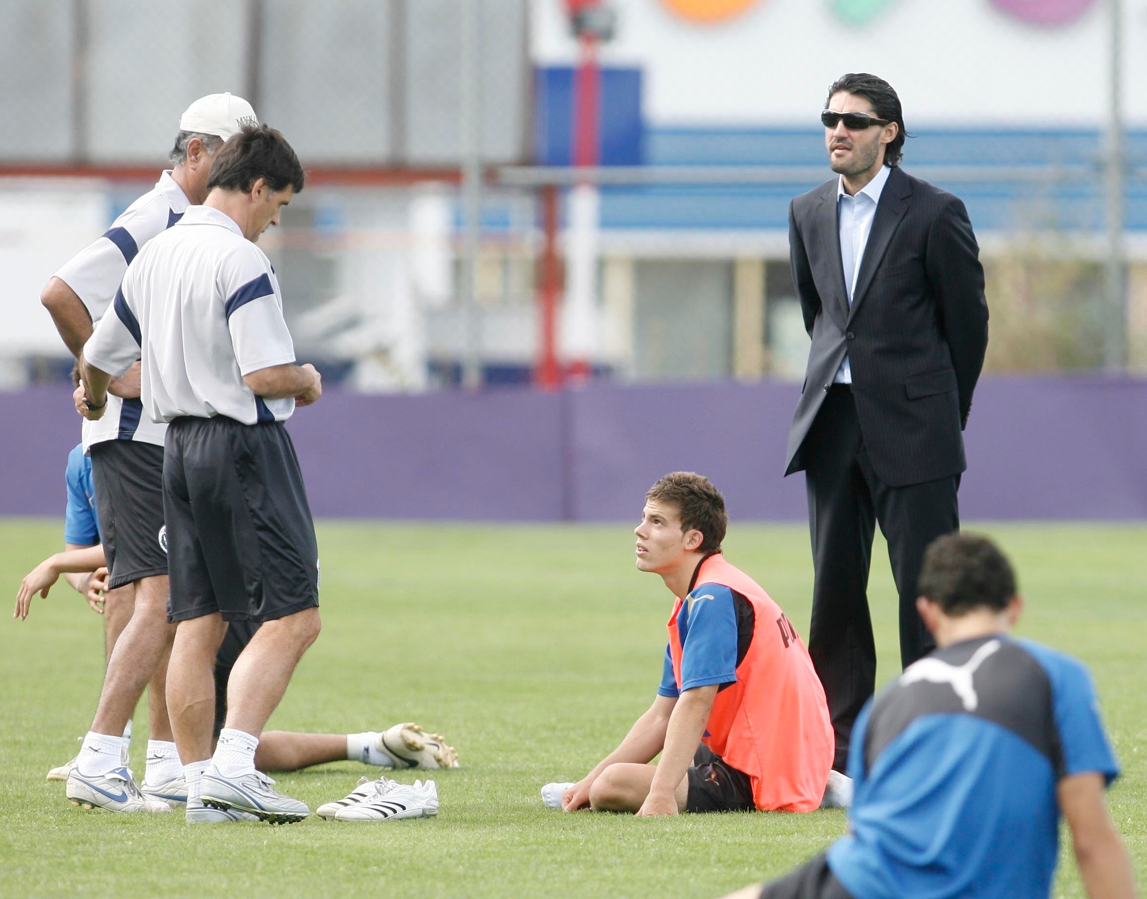 Pretemporada del Real Valladolid en el año 2007, con José Luis Pérez Caminero, en Los Anexos.