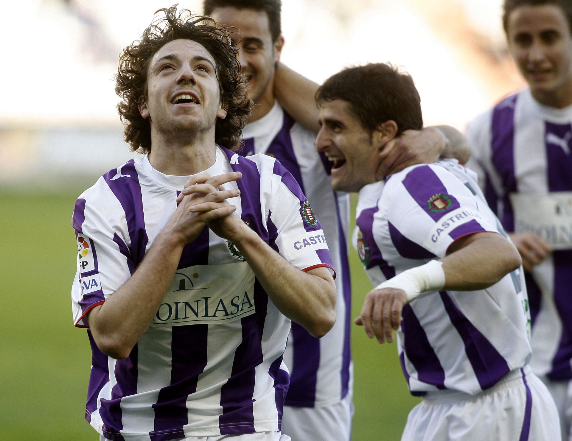 Sisi celebra un gol junto a Víctor, en la temporada 2007-2008.