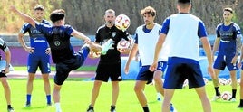 Entrenamiento de la Gimnástica Segoviana este viernes antes de viajar al País Vasco.